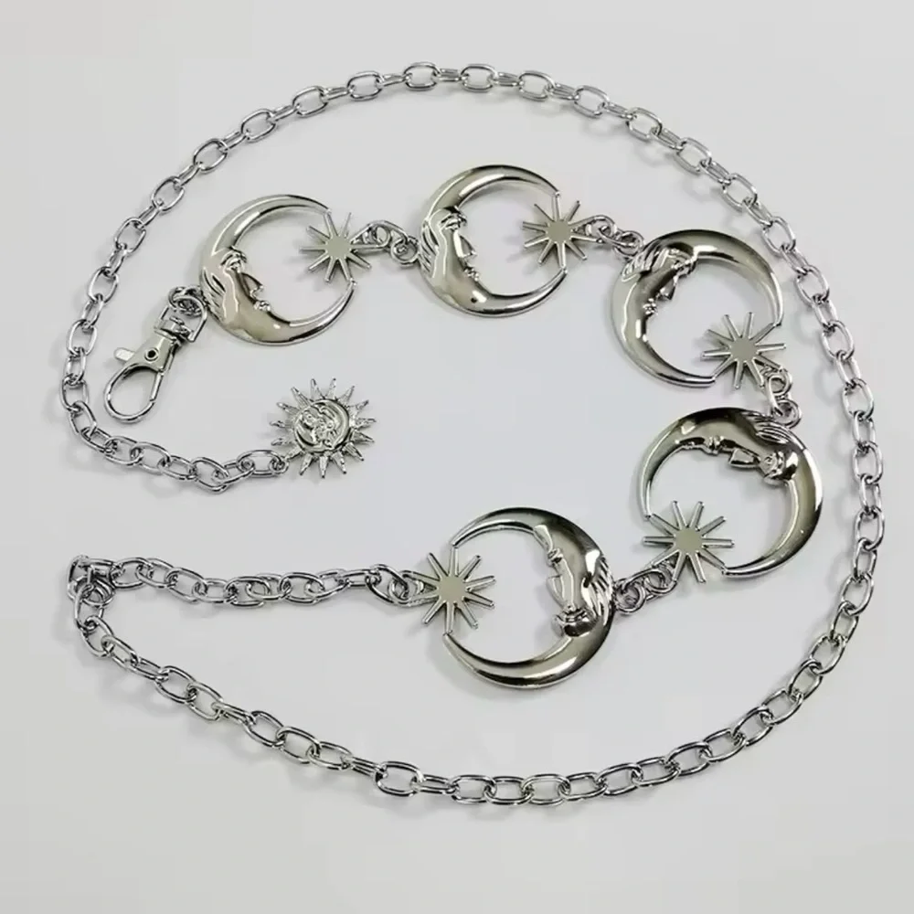 Moon Star Chain Silver Belt Celestial Belt 43” - Picture 2 of 2